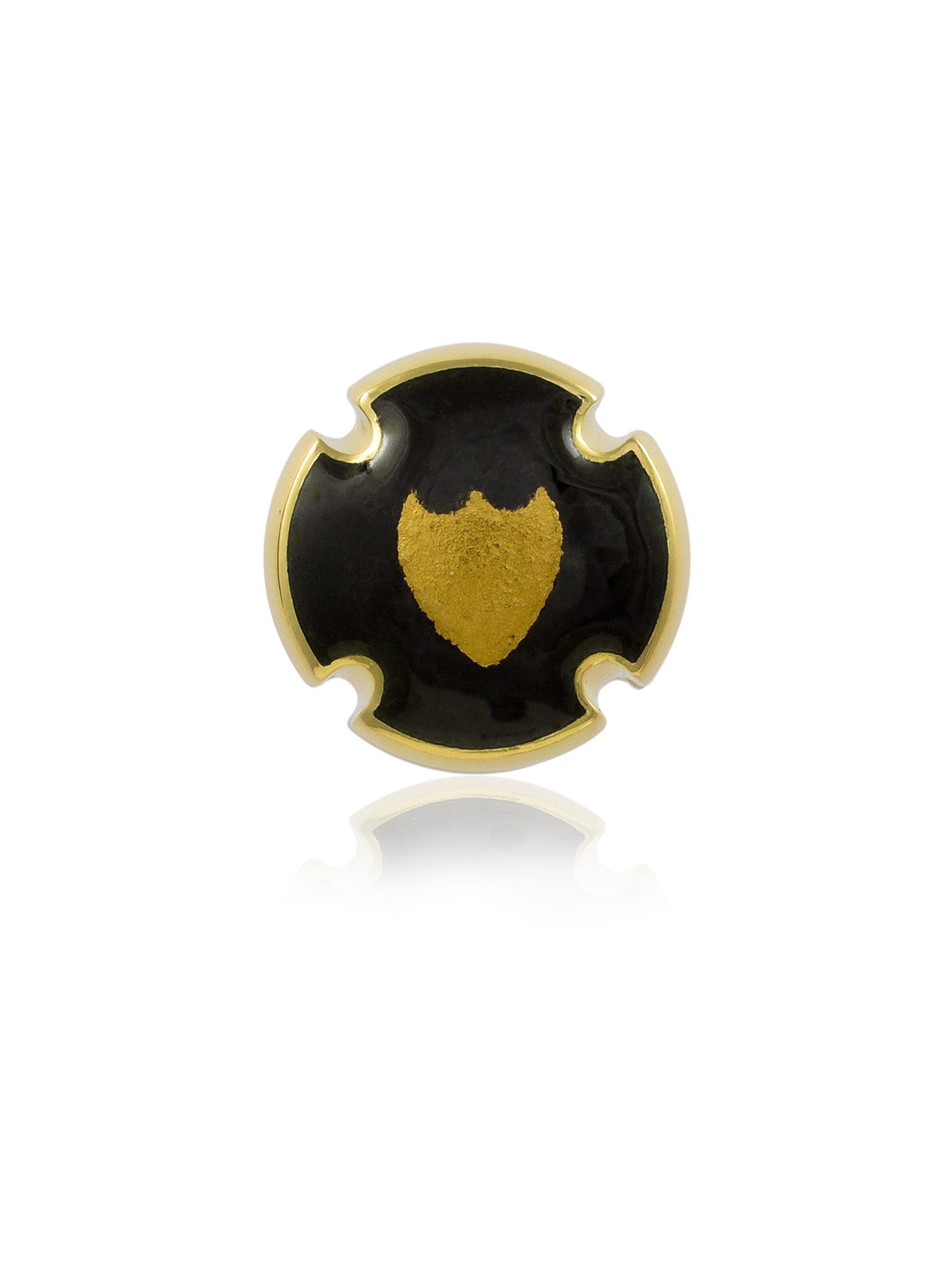 Gold Blason Champagne Plaque Earring