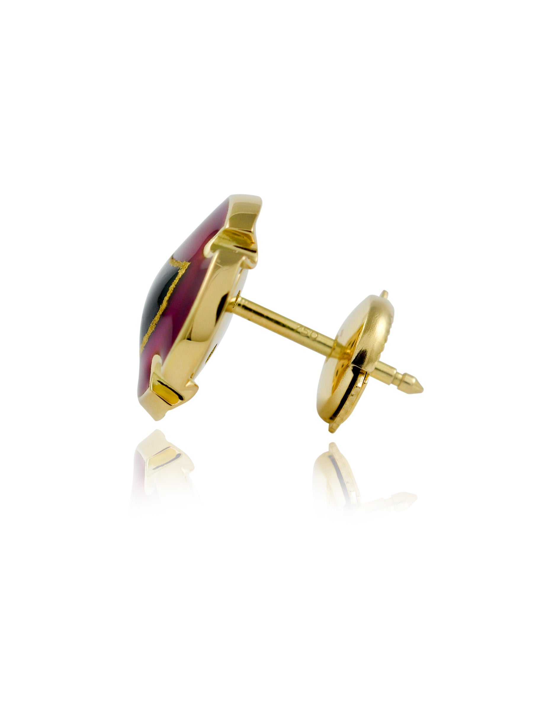 Magenta & Blason Champagne Plaque Earring