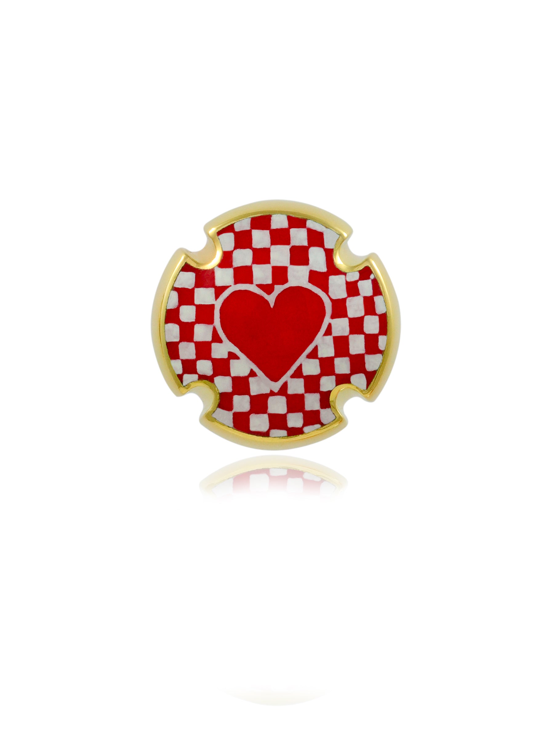 Red Heart Champagne Plaque Earring