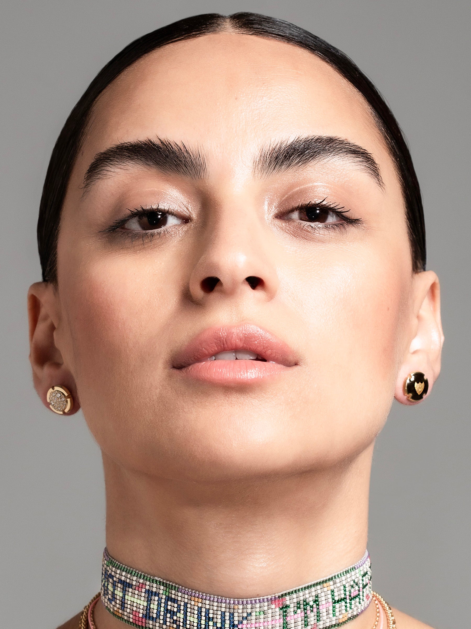 Natural Diamond Champagne Plaque Earring