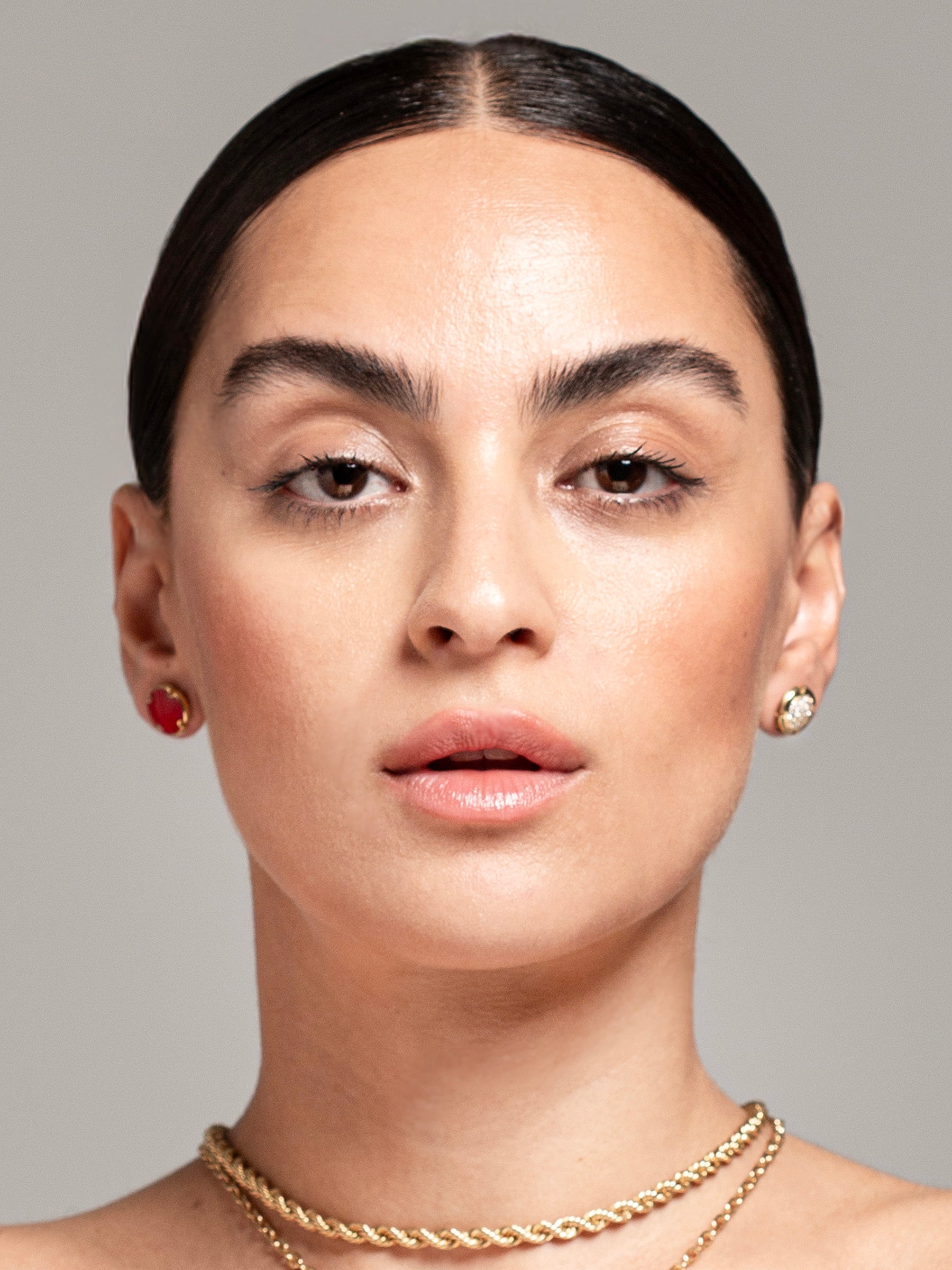 Red Champagne Plaque Earring